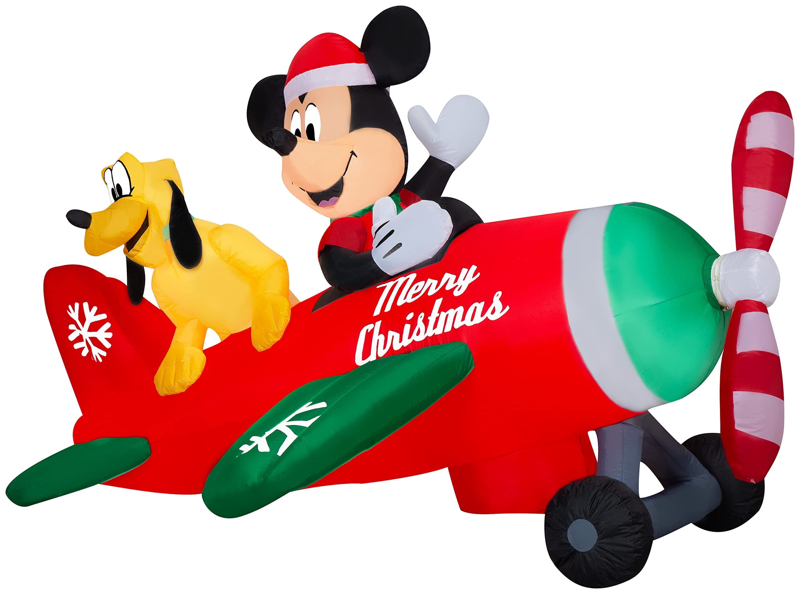 Animated Airblown Inflatable Mickey and Pluto Clubhouse Airplane Scene w/LEDs Disney, 4.5 ft Tall