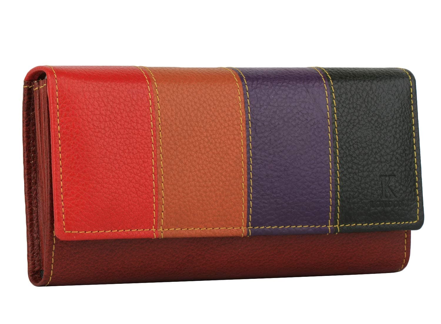 Stylish Multi-Colour Women's Real Leather Clutch Purse Wallet|Long Women Purse|Wallet|Clutch with Loop Closure & 2 zipped Pockets - AZ04_Brown