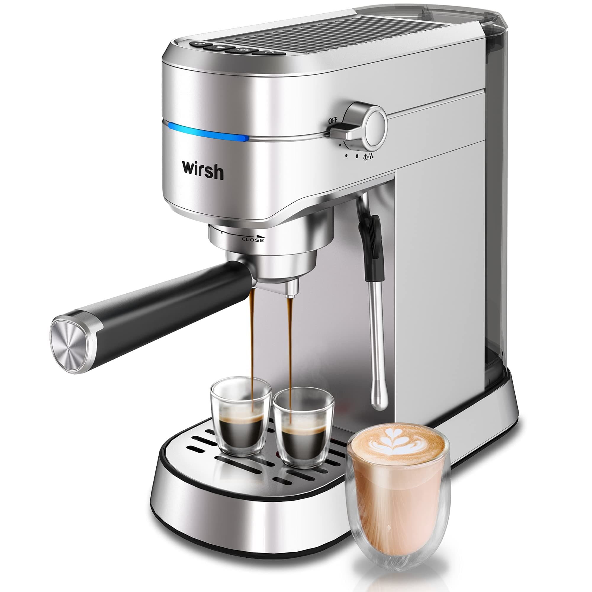 Espresso Machine, 15 Bar Espresso Maker with Commercial Steamer for Latte and Cappuccino, Espresso Coffee Machine with 40oz Removable Water Tank, Full Stainless Steel