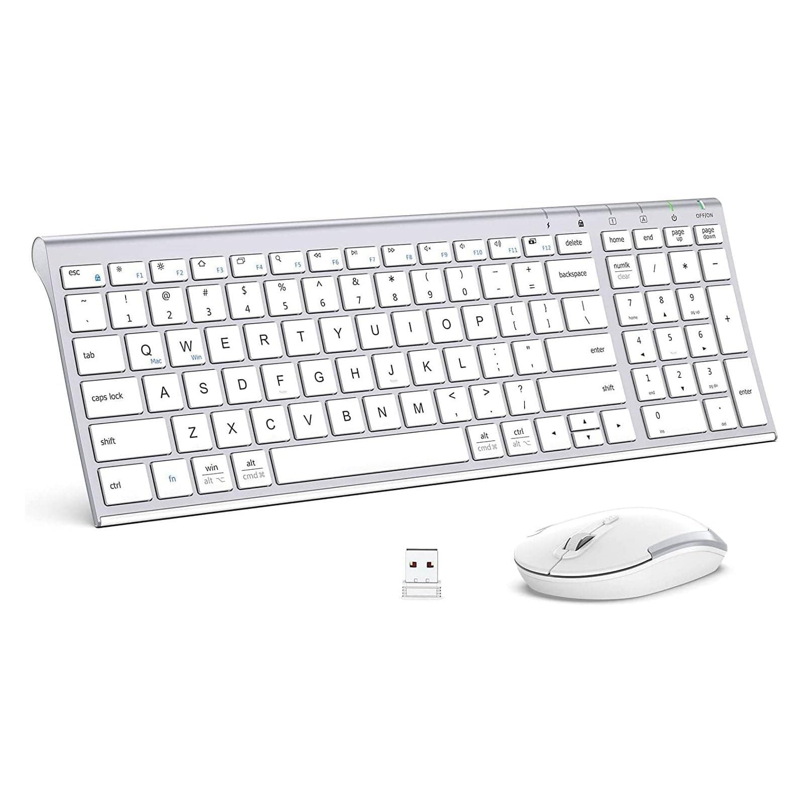 iClever GK03 Wireless Keyboard and Mouse Combo - 2.4G Portable Wireless Keyboard Mouse, Rechargeable Ergonomic Design Full Size Slim Thin Stable Connection Keyboard for Windows 7/8/10, Mac OS