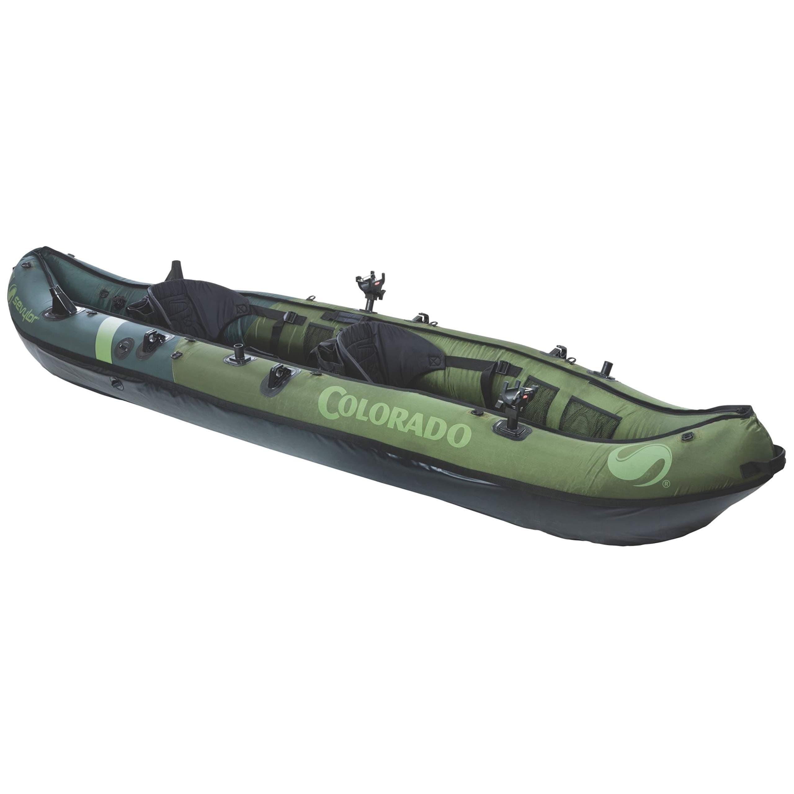 Sevylor Colorado 2-Person Inflatable Fishing Kayak Complete with Paddle & Rod Holders Adjustable Seats and Carry Handle; Kayak Can Fit Trolling Motor