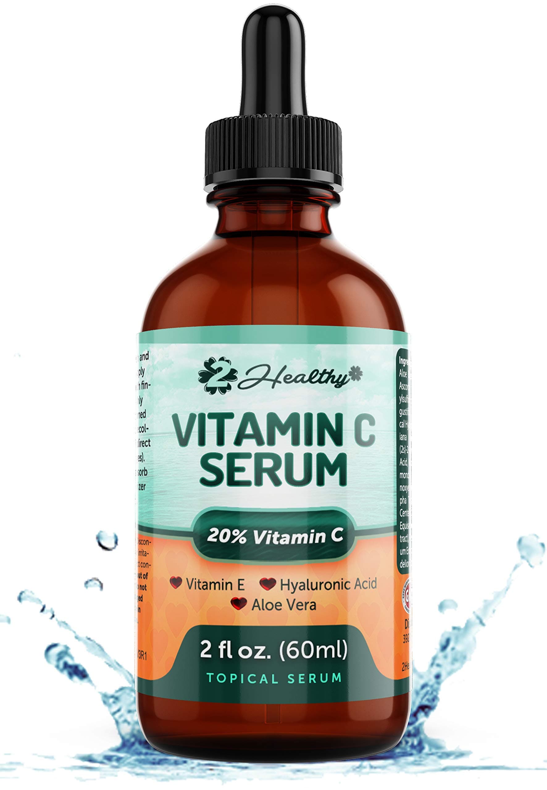 Vitamin C Serum for Face (DOUBLE SIZED) with Hyaluronic Acid & Vitamin E - Anti Aging Wrinkle Skin Care Topical Facial Oil with Aloe Vera, Dark Spot Remover Color Corrector, Acne Scar Removal, 2 Fl oz