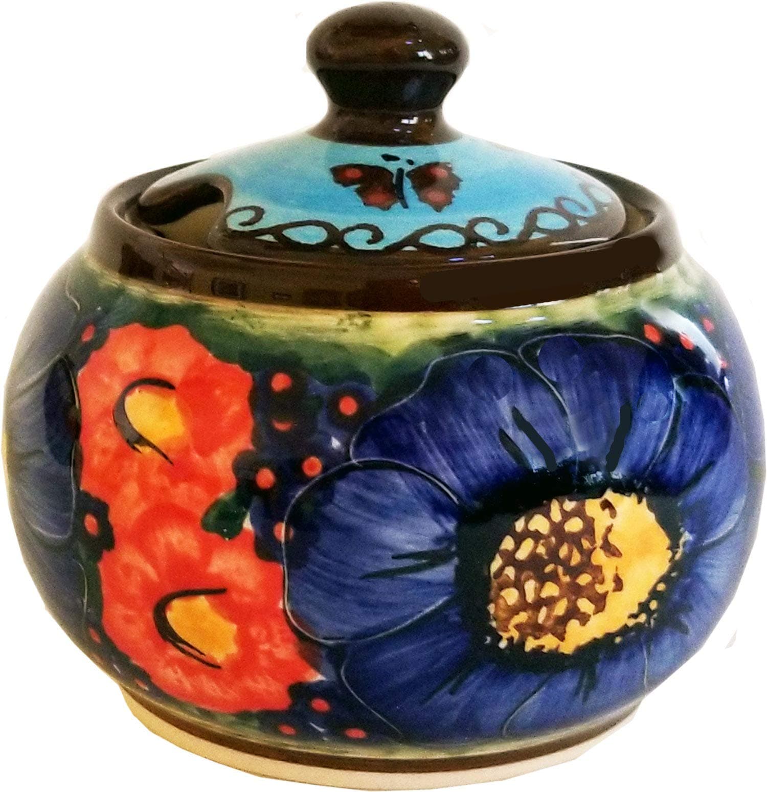 Polish Pottery Sugar Bowl Eva's Collection"Blue Sky Meadow"