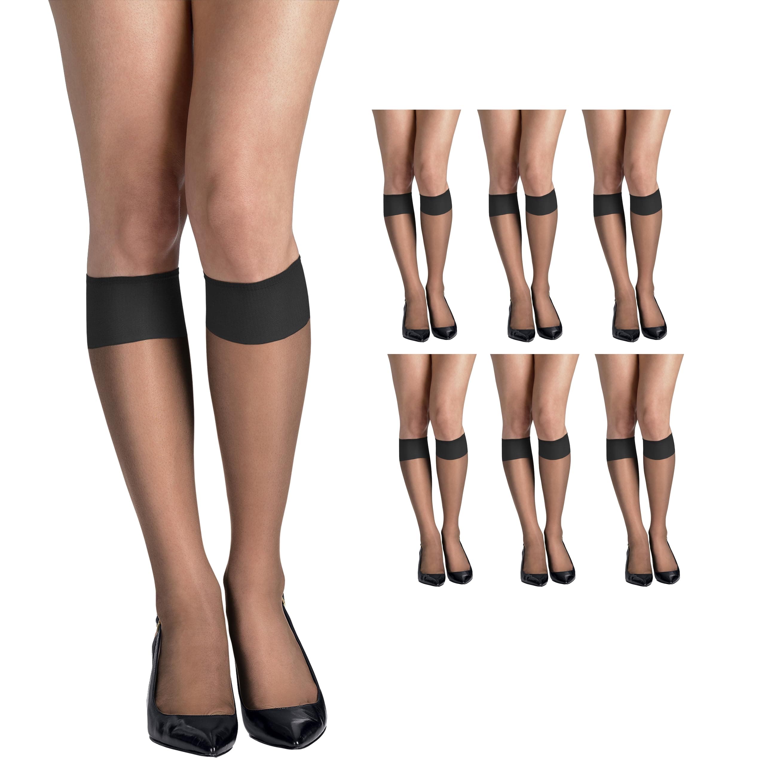 Hanes Silk Reflections Women's Silky Sheer Reinforced Toe Knee-High Stockings