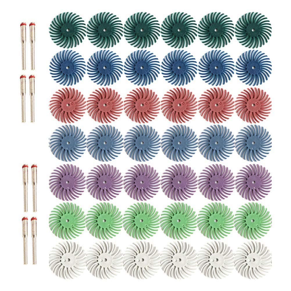 Wobekuy 50Pcs 1 Inch Radial Bristle Disc Kit Abrasive Brush 3mm Shank Detail Polishing Wheel for Rotary Tool Accessories