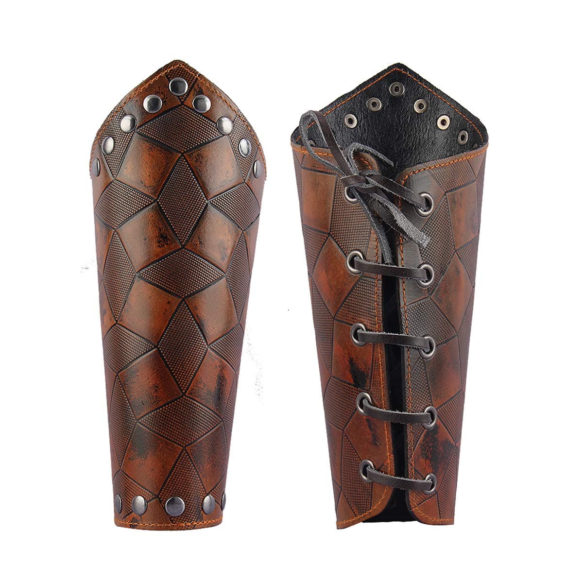 Leather Gauntlet Wristband Medieval Bracers Viking Wrist Guards Archery Guards Bracers Wide Arm Armor Cuff for Women Men 2PCS
