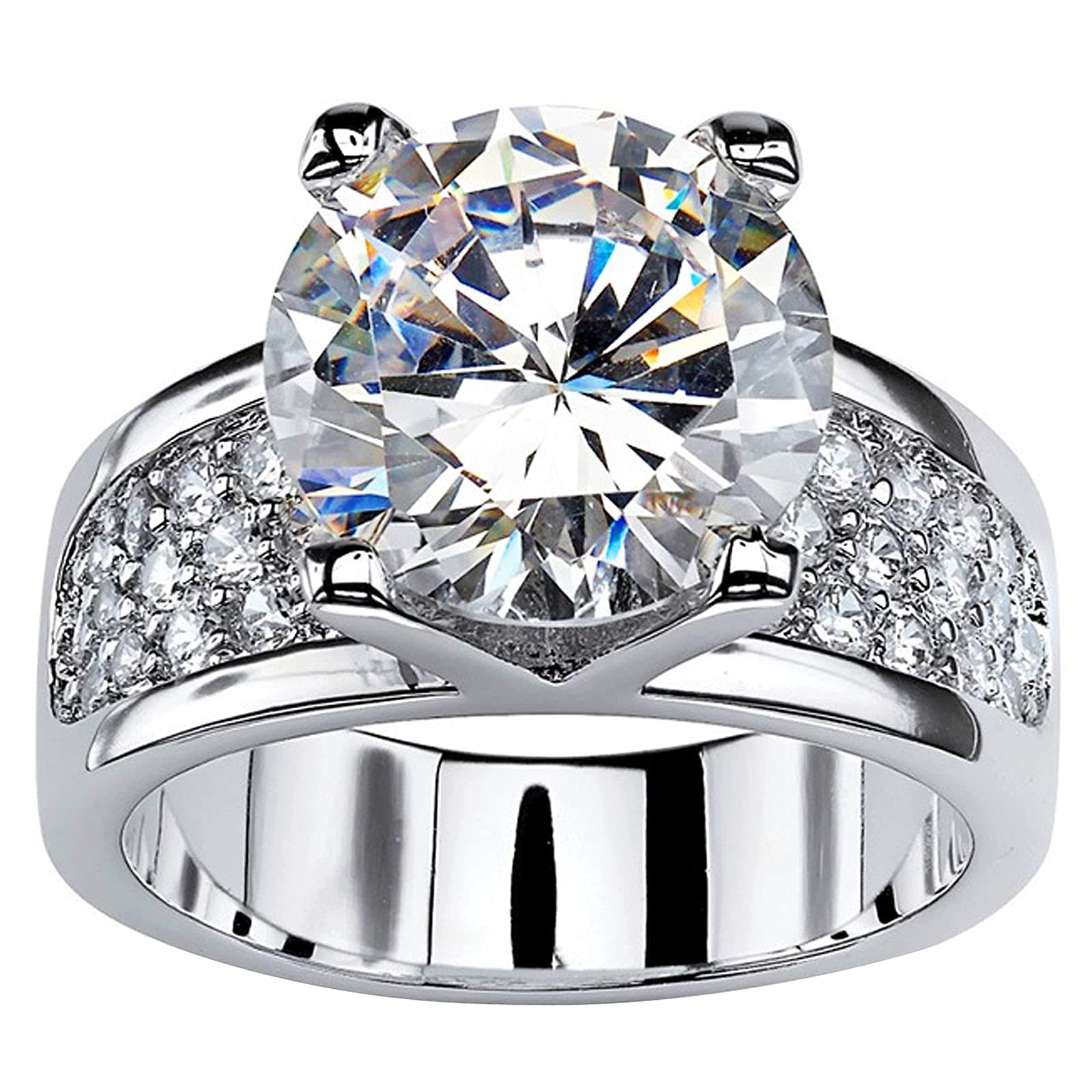 925 Sterling Silver Shiny Gem Ring Cubic Zirconia Rings CZ Diamond Multi Row Ring Eternity Engagement Wedding Band Ring for Women