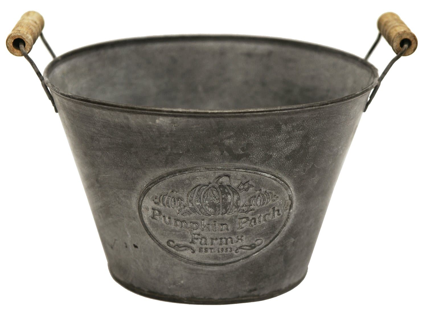 T406 Tin Pumpkin Patch Farms Bucket W/Handles, Large