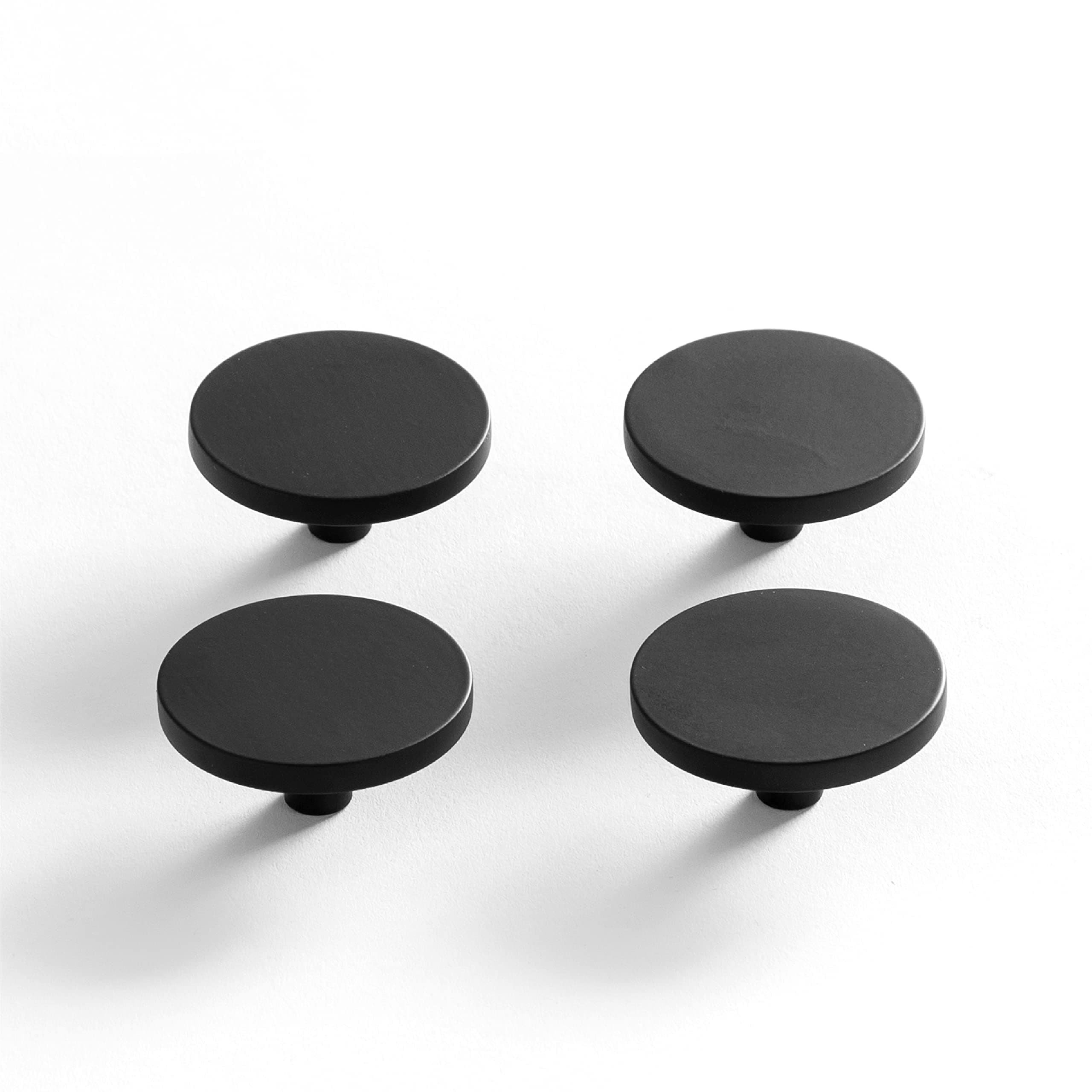BINO 4-Pack Cabinet Knobs - 1.7" Diameter (43mm), Matte Black - Dresser Knobs for Dresser Drawer Knobs and Pulls Knobs and Pulls Handles