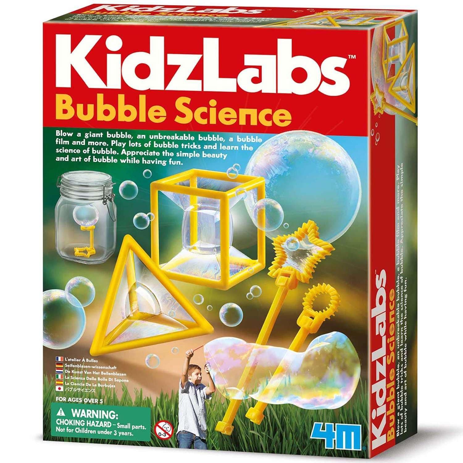 4M KidzLabs Bubble Science Kit | STEM Toy for Kids Age 5+ | Play Interactive Soap Film Experiments & Art Tricks - Build Giant Bubbles that Float & Bounce | Educational Childrens Gift