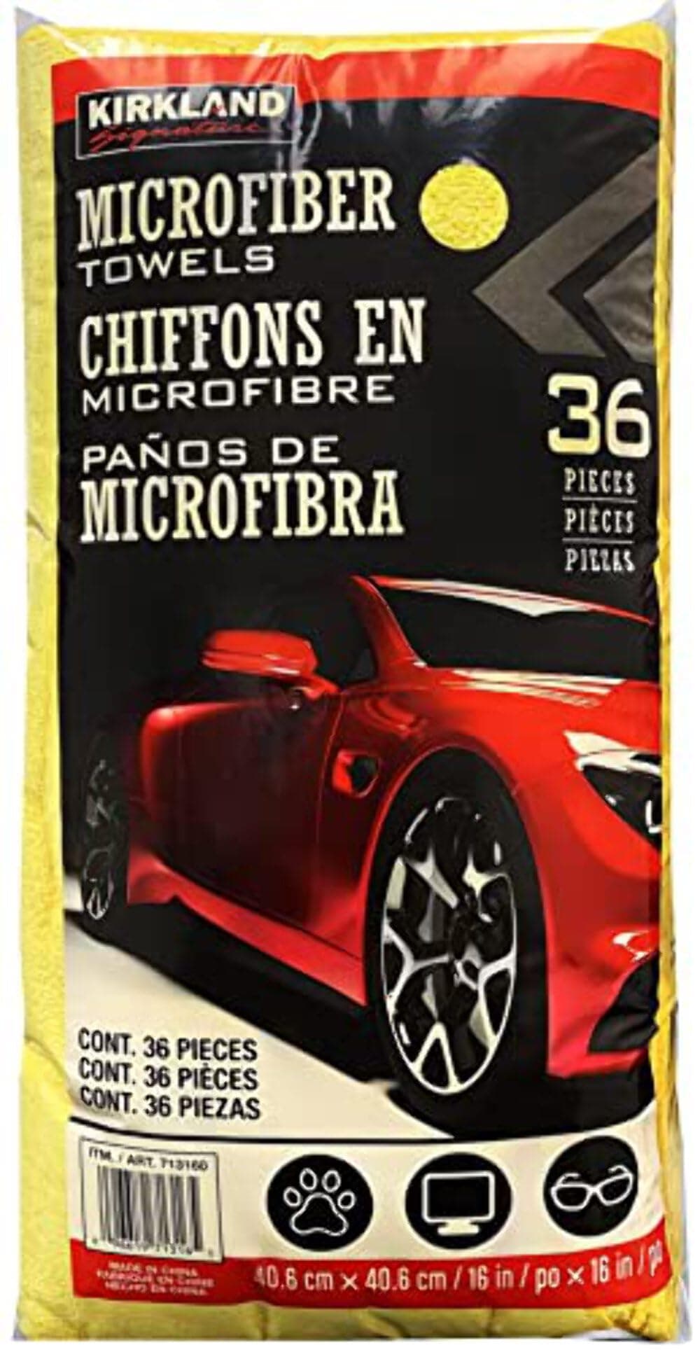 KIRKLAND SIGNATURE 713160 Ultra Plush Microfiber Towels 36 Pack, Yellow