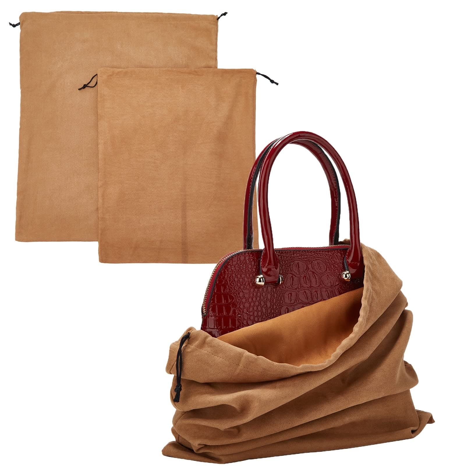 LAKE OF FIREDust Cover Storage Bags with Drawstring Pouch for Storage Packaging Handbags Purses Shoes Boots Set 2 (Brown), Brown