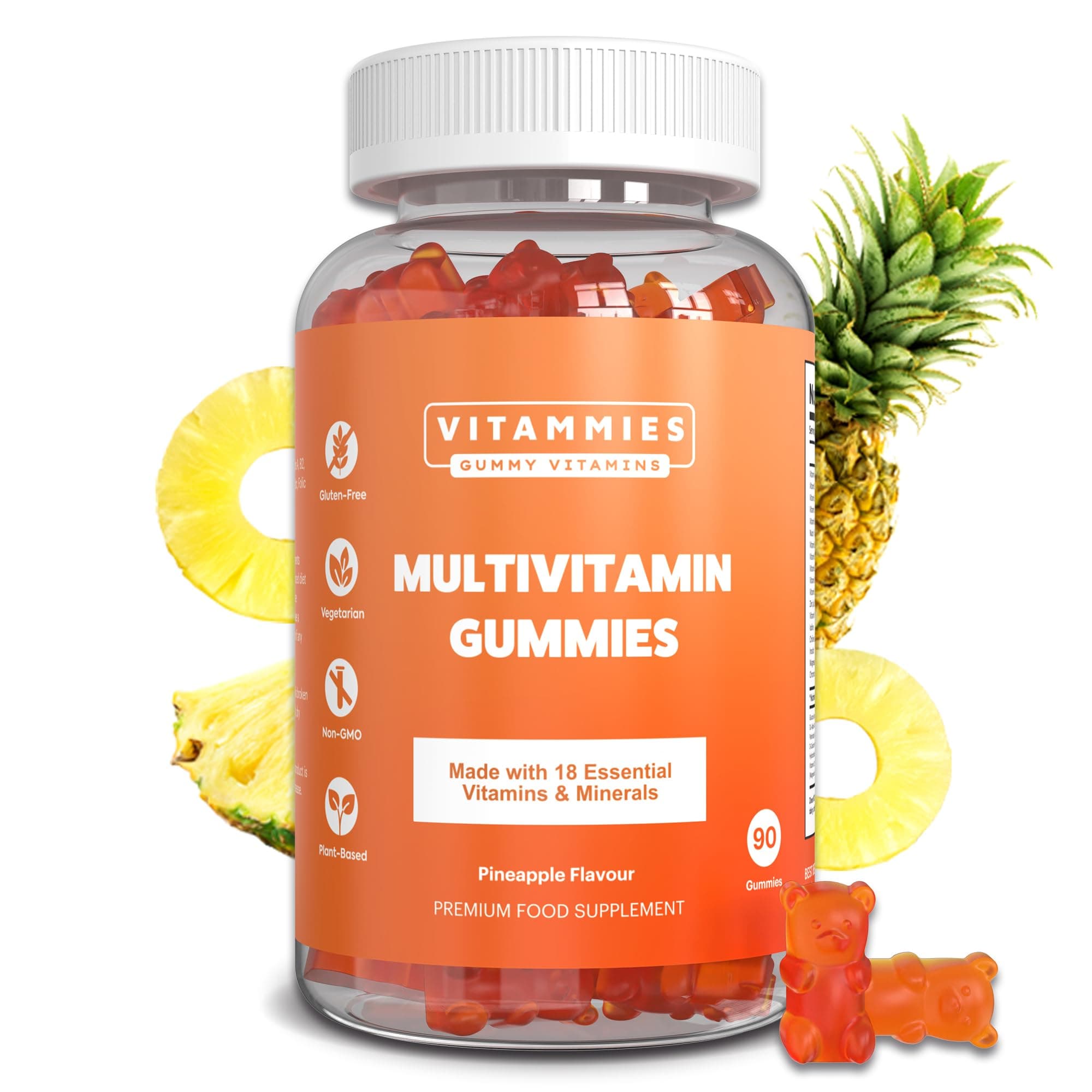 – Vegan Multivitamin Gummies for Women & Men | 3 Months Supply | 18 Multivitamins & Minerals | 90 Vitamin Gummies | Vitamin C, A, D, B, Biotin & Zinc | Chewable Vitamins for Adults