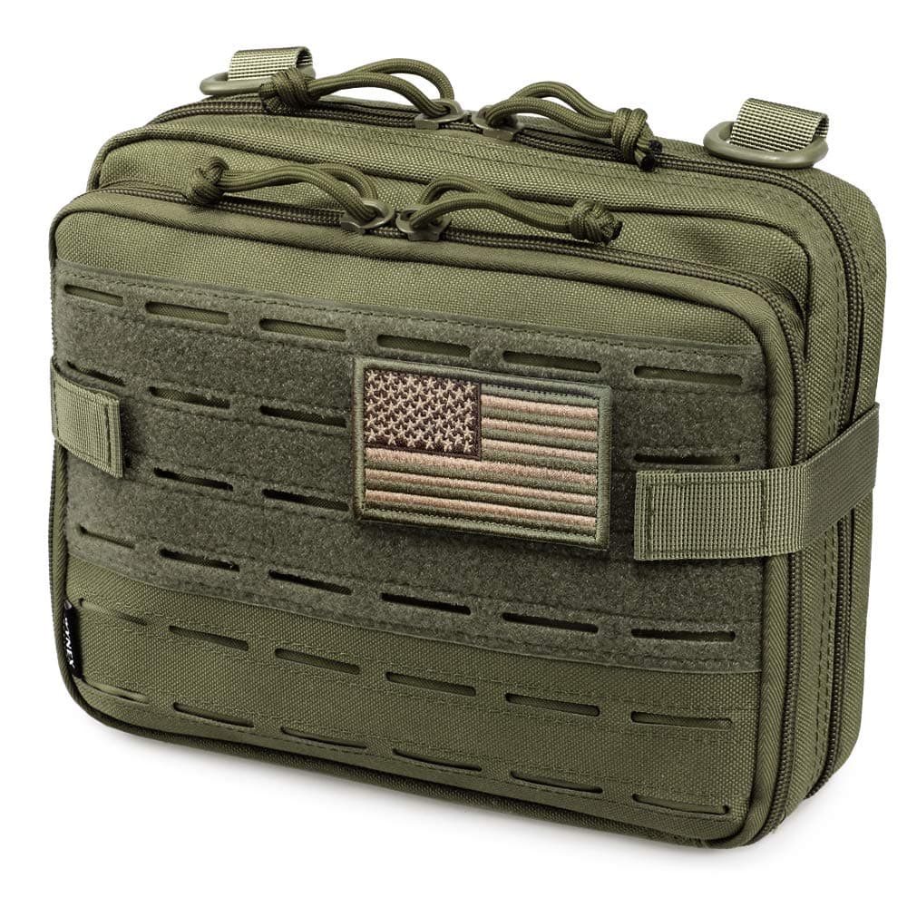 Tactical Molle Admin Pouch of Laser Cut Design, Utility Pouches Molle Attachment Military Medical EMT Organizer with Map Pocket EDC EMT Pack IFAK Tool Holder Universal U.S.A Patch Included