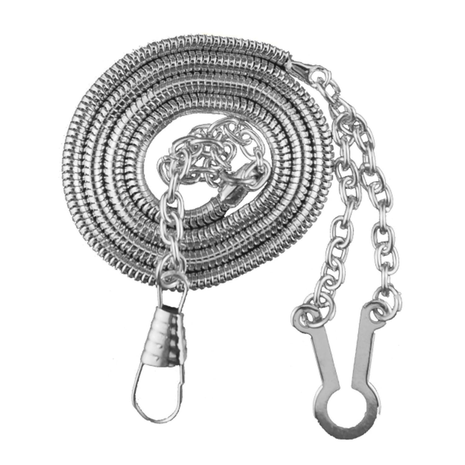 Hero's Pride 21" Whistle Chain with Button Hook - Chain for Badge Holder, Police, Sheriff, CHP, Law Enforcement, Security - Nickel Finish