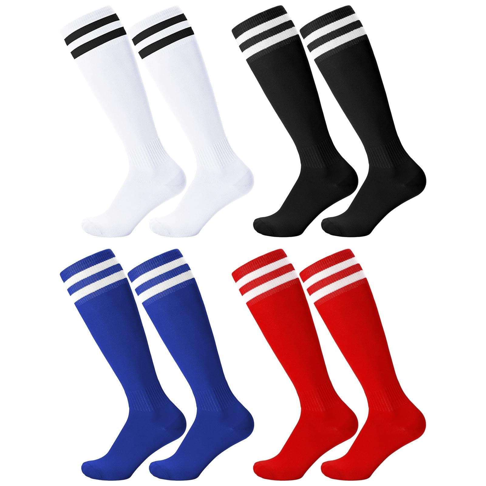 4 Pairs Football Socks Kids Sports Socks for Kids Boys Girls Children Youth Junior Running,Training,Rugby,Hockey Soccer (Aged 5-13)