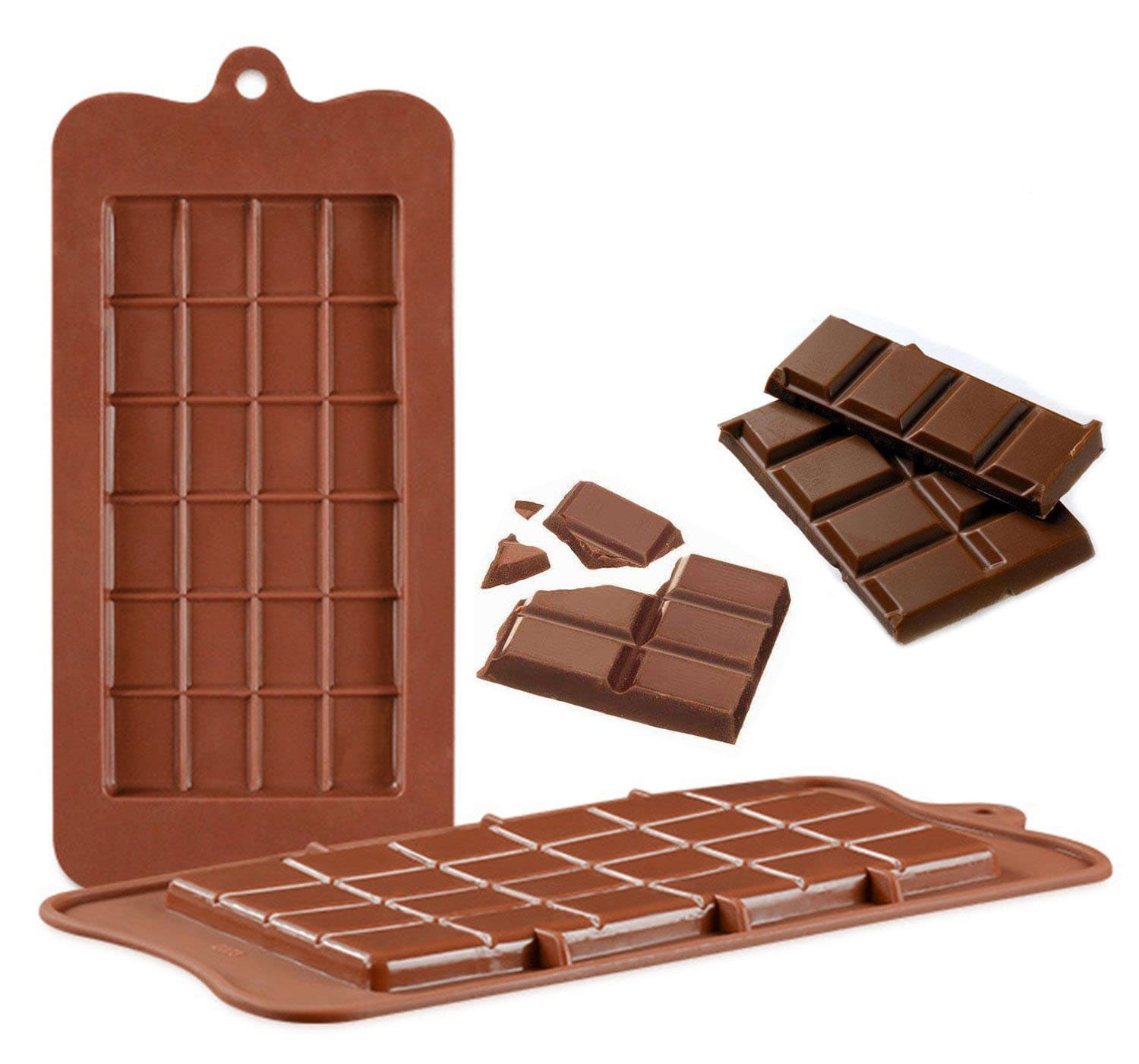 Selecto Bake Break-Apart Chocolate Molds, 1 Pack Food Grade Non-Stick Silicone Protein and Energy Bar Molds