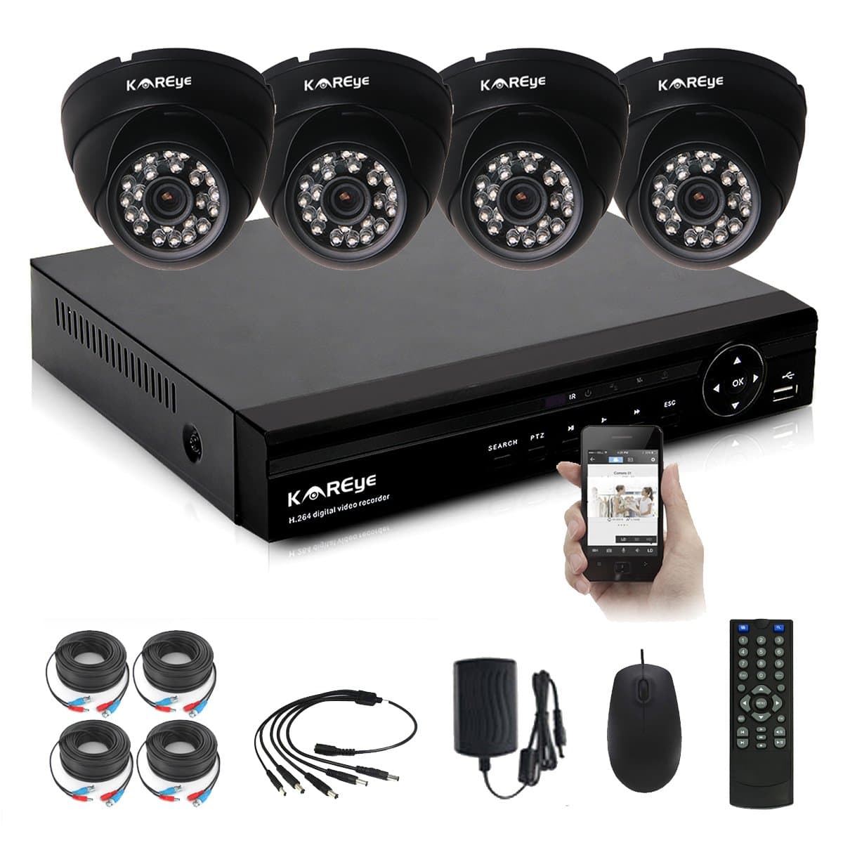 4CH 1080N AHD DVR Security Camera System Built-in IR-Cut CTV Surveillance Camera -Quick Remote Access Setup Free Mobile App: Xmeye(NO HDD)