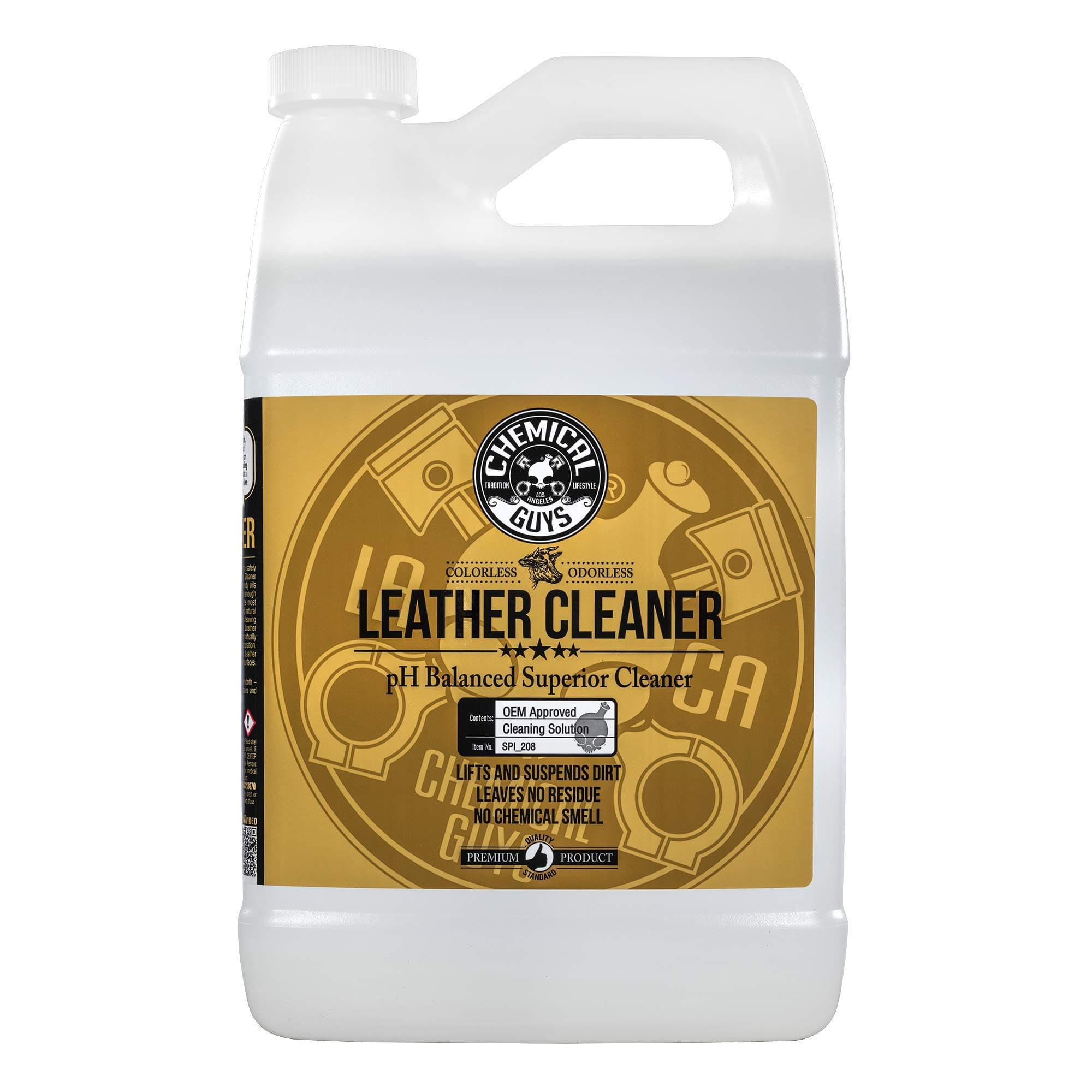SPI_208 Colorless and Odorless Leather Cleaner for Car Interiors, Furniture, Apparel, Boots, and More (Works on Natural, Synthetic, Pleather, Faux Leather and More), 128 fl oz (1 Gal)