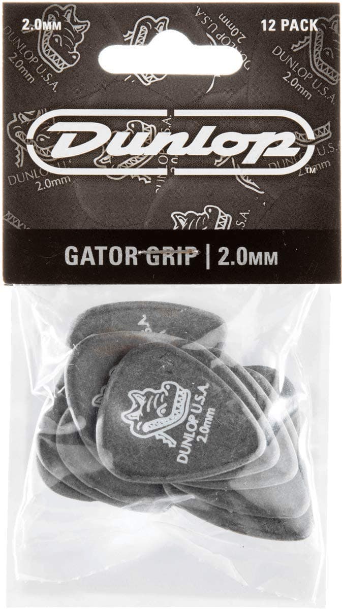 Dunlop 417P2.0 Gator Grip®, Black, 2.0mm, 12/Player's Pack