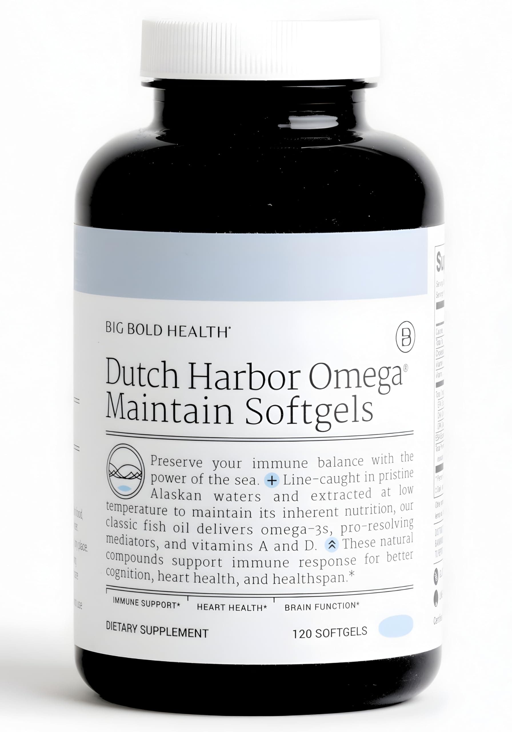 Big Bold Health Dutch Harbor Omega Maintain Softgels - Premium Alaskan Cod Liver Oil (120 Count) - Sustainably Sourced Omega-3 Supplement with EPA, DHA, DPA - Natural Vitamins A & D - MSC Certified