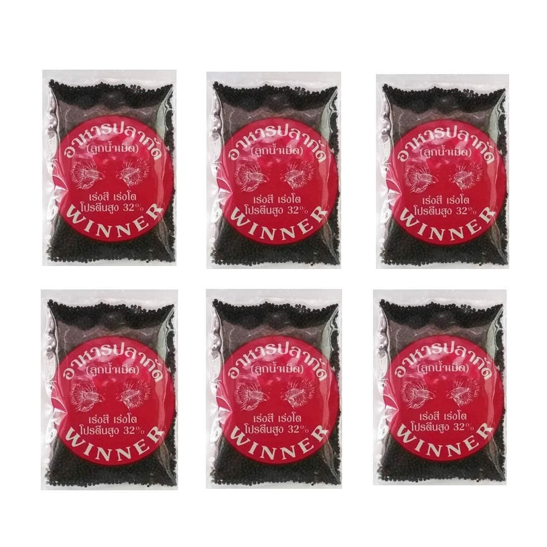 Set 6 Winner Betta Fish Food Micro Pellet Aquarium High Nutritious Color Growth 10 g