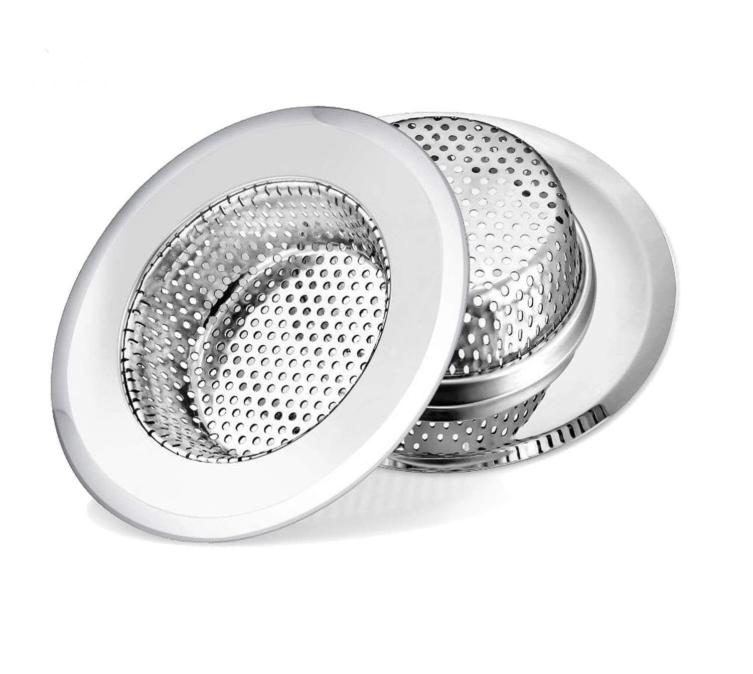 iafand2 Pack Sink Drain Strainer, Stainless Steel Kitchen Sink Strainer Drain Plug Filter Strainer with Large Wide Rim 4.5" for Kitchen