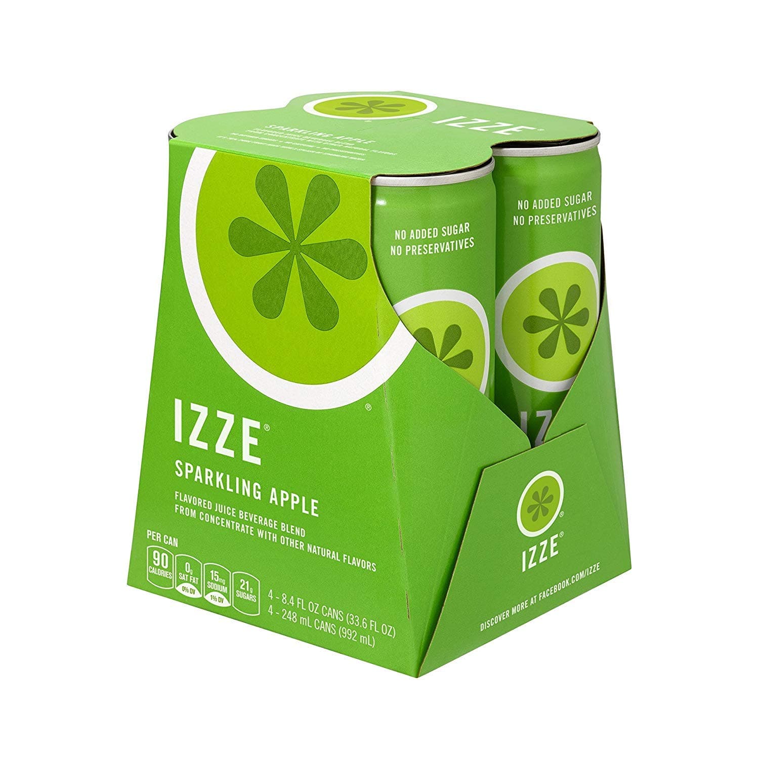 IZZE Sparkling Juice, Apple, 8.4 oz Cans, 4 Count