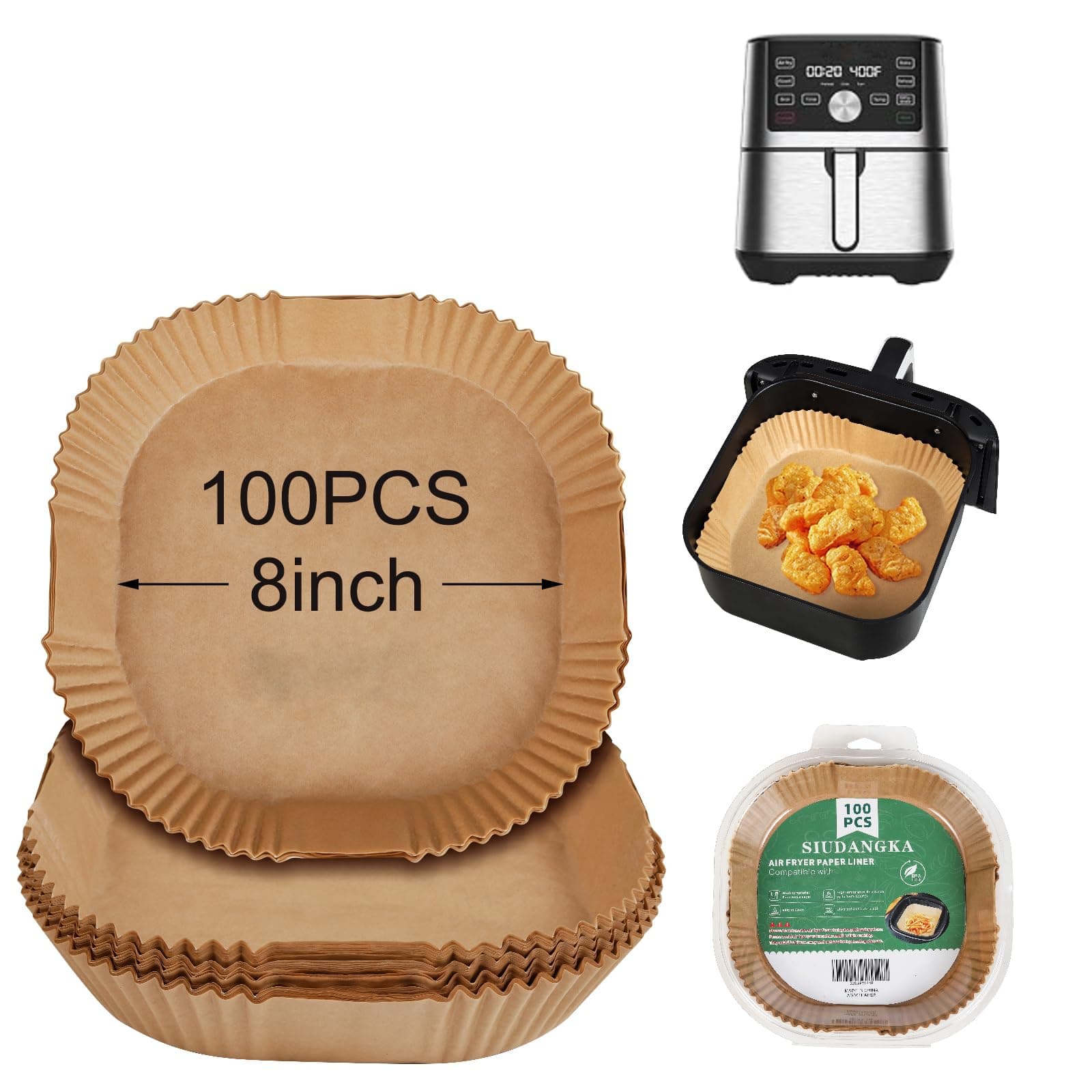 Air Fryer Liners disposable for Instant Pot Vortex Plus 6QT XL Air Fryer, 100pcs Parchment Paper