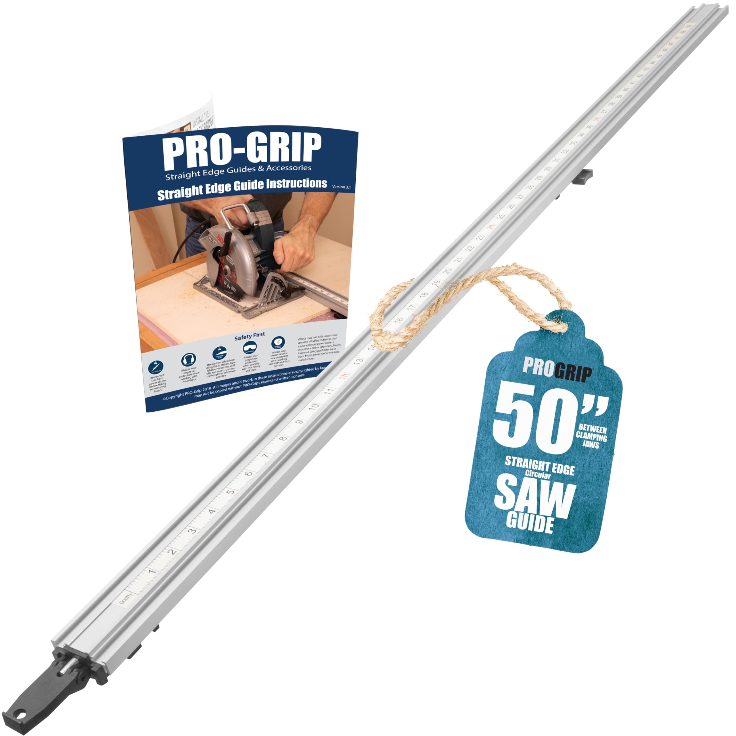 Peachtree Woodworking Supply ProGrip Straight Edge Clamp Ideal for Cutting Large Sheets of Plywood and Dado Slots (50 inch Clamp)