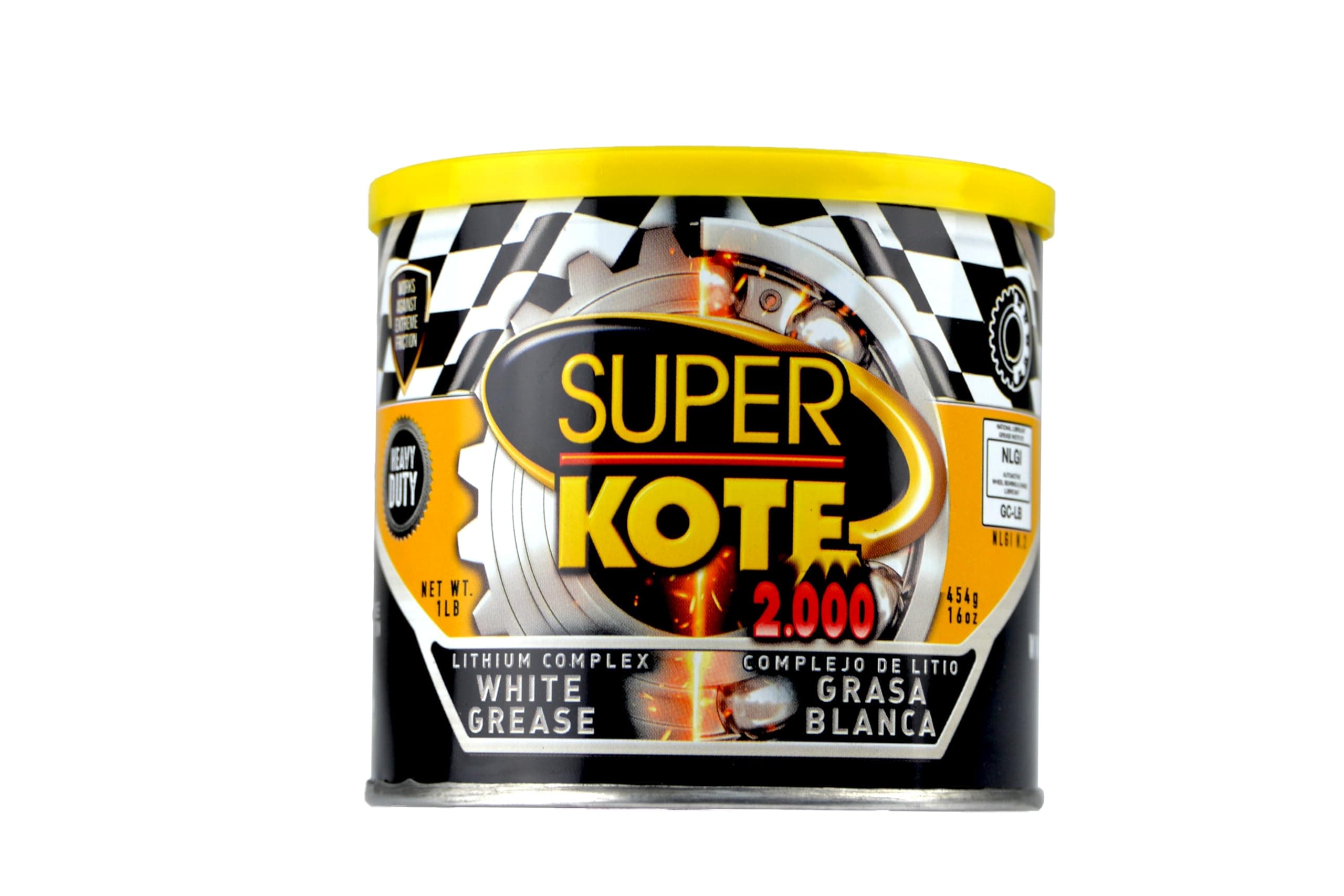 Lubricant Grease Superkote 2000 Multipurpose | Lithium Complex | NLGI 2 | EP | High Temp | Automotive | Construction | Industry | Gear | Wheel Bearing | Axle | Ball Joint |White | 1 LB Can