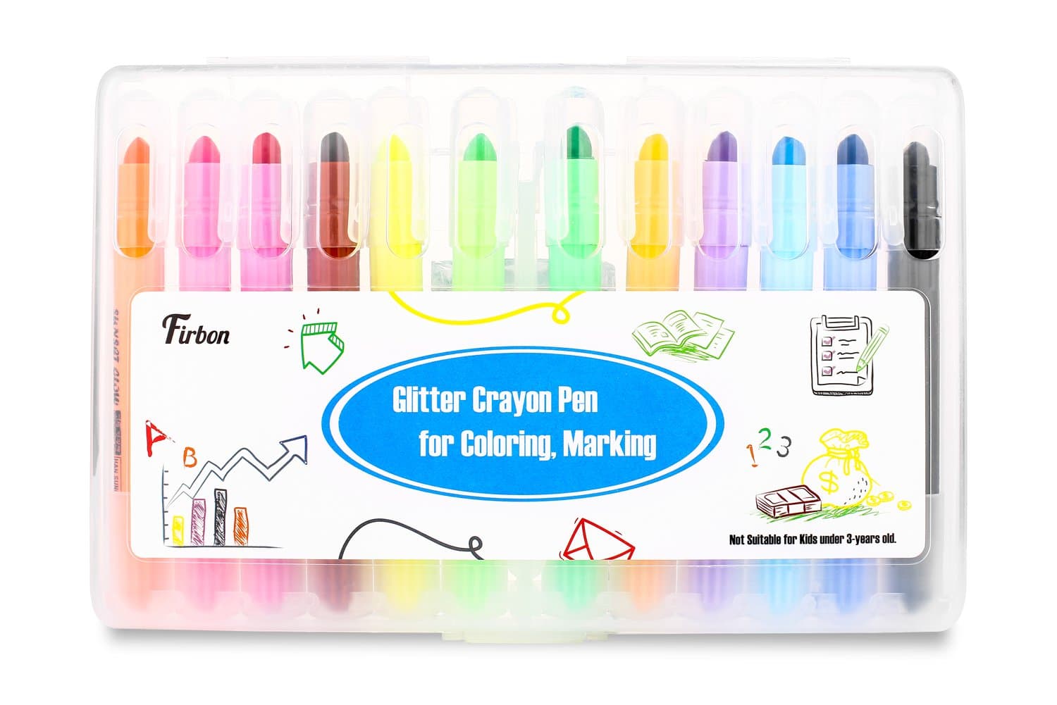 Gel Crayons Firbon Oil Pastels Safe Highlighter Set for Kids and Adults with Sturdy Package Suitable for Study Mark Painting Writing 12 Bright Colours