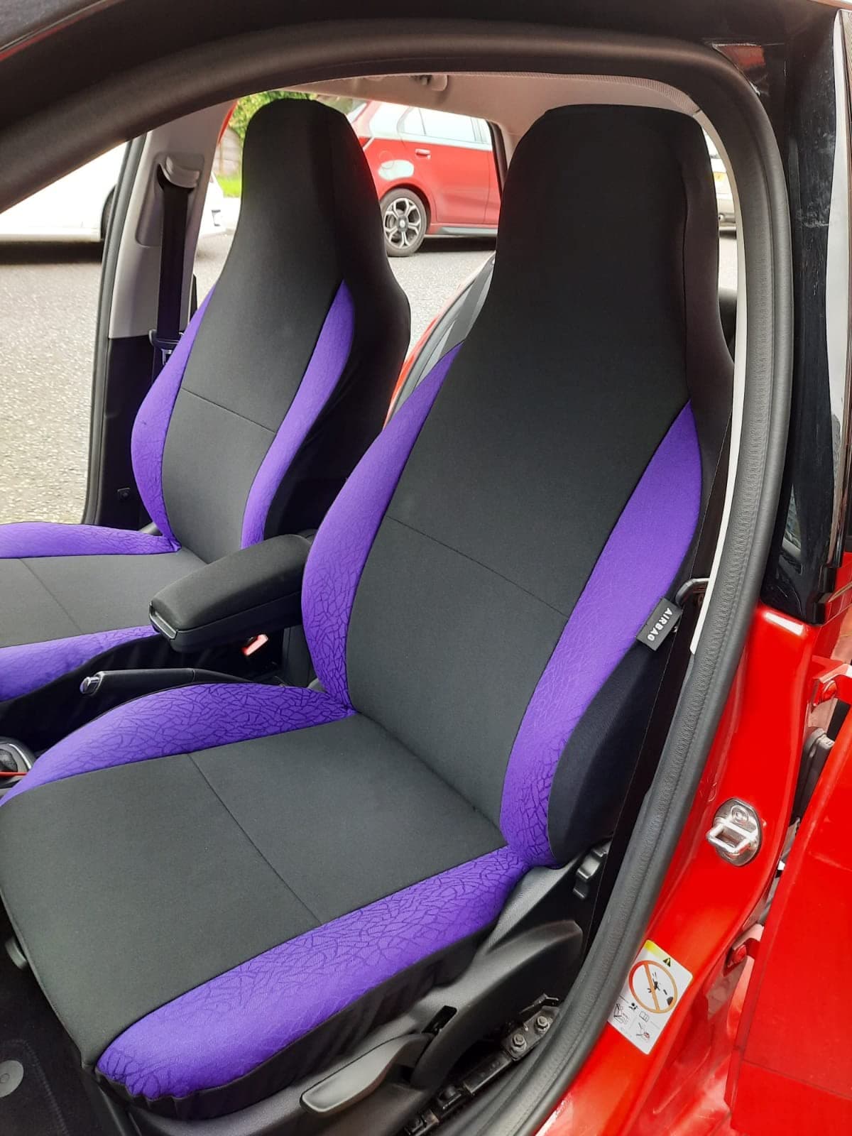 Rossini MotorsportsTo fit a TOYOTA AYGO Seat Covers, Anthracit with purple bolsters, 2 fronts (Driver and Passenger)