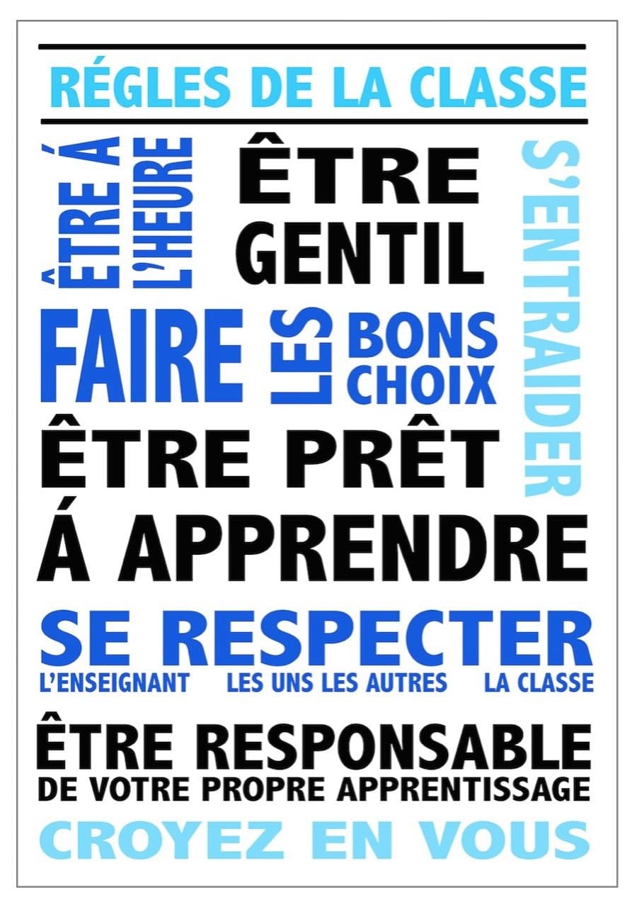Classroom Expectations A2 poster in French