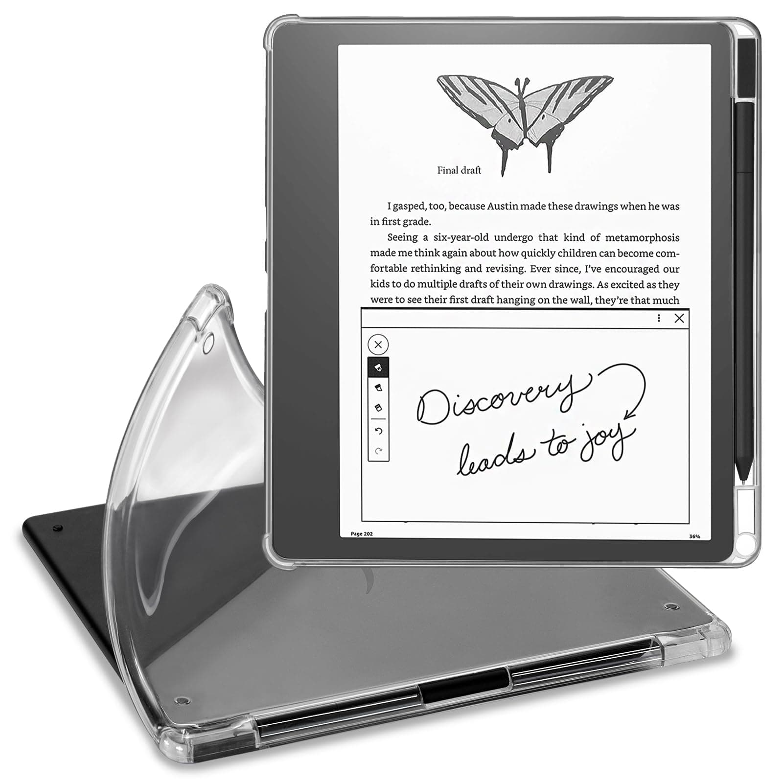 Clear Case for Kindle Scribe 10.2" (2024/2022 Released), Soft TPU Back Cover with Pen Holder and Pen Tips Holder- Lightweight, Scratch-Proof, and Transparent for DIY