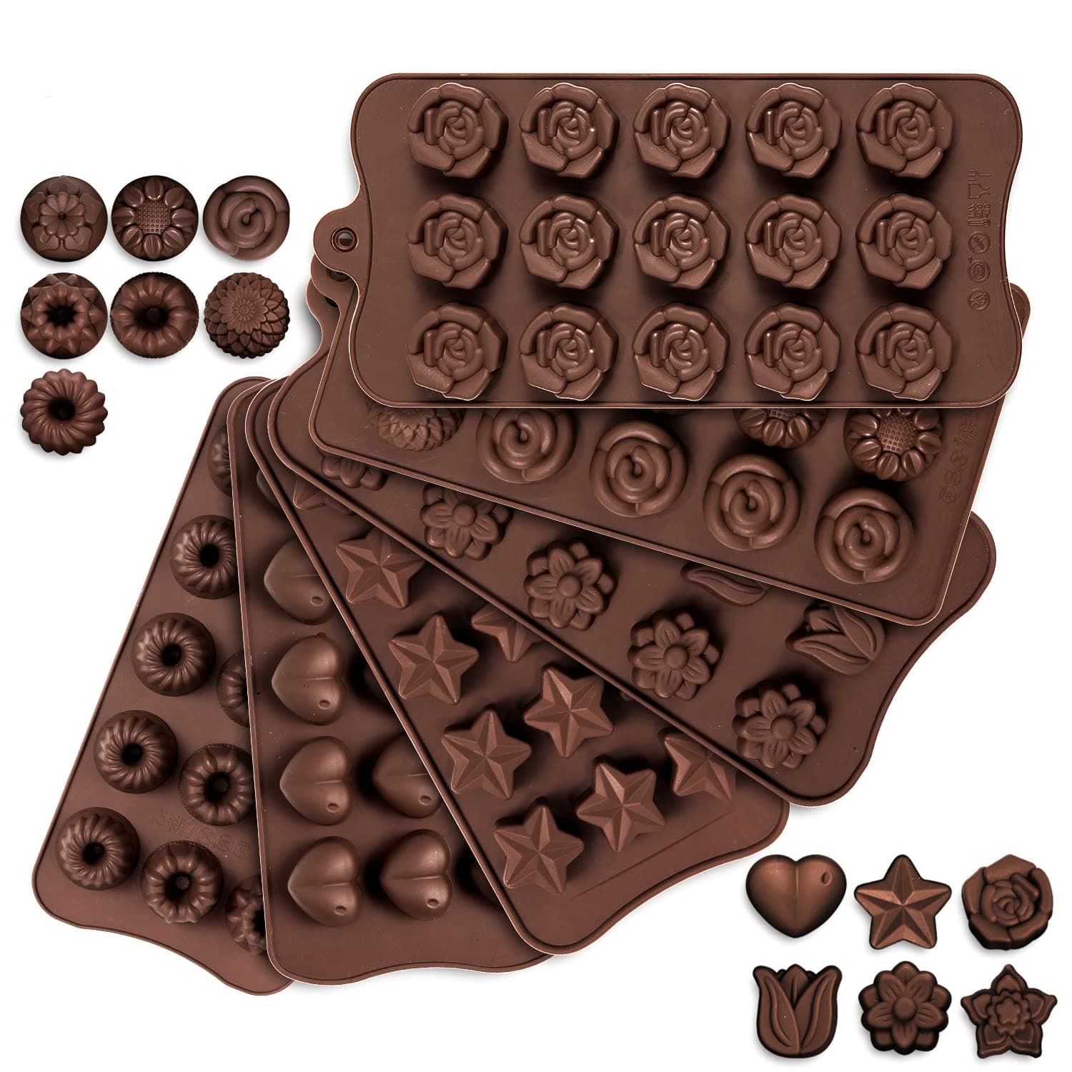 6pcs Silicone Chocolate Molds, Candy Mold, Cake Making Molds Kit for Men, Women Baking