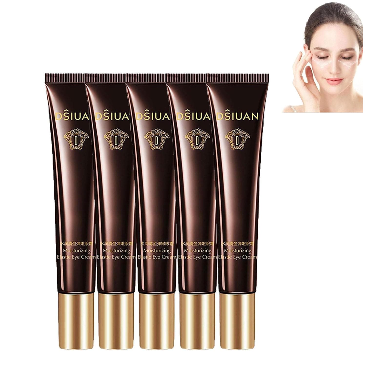 GIONAR Dsiuan Moisturizing Elastic Eye Cream, Caviar Essence Anti-Wrinkle Eye Cream, Caviar Essence Eye Cream, Caviar Eye Cream, Under Eye Cream for Dark Circles and Puffiness (5pcs)
