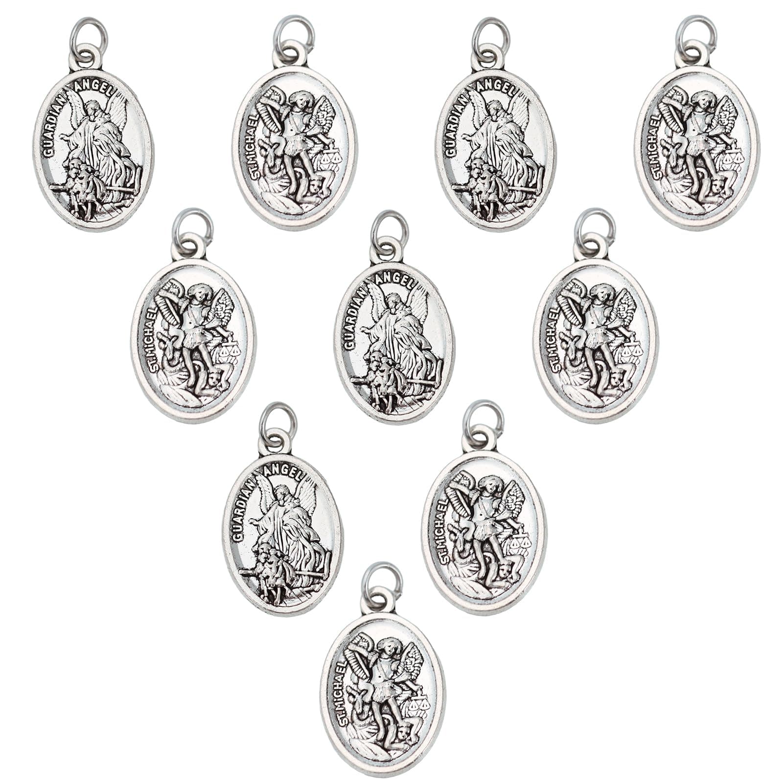 10 Pcs St Michael Medal Saint Michael Pendant,St Michael Pendant for Archangel Michael Necklace,San Miguel Arcangel Medalla Religious Medals for Men Women