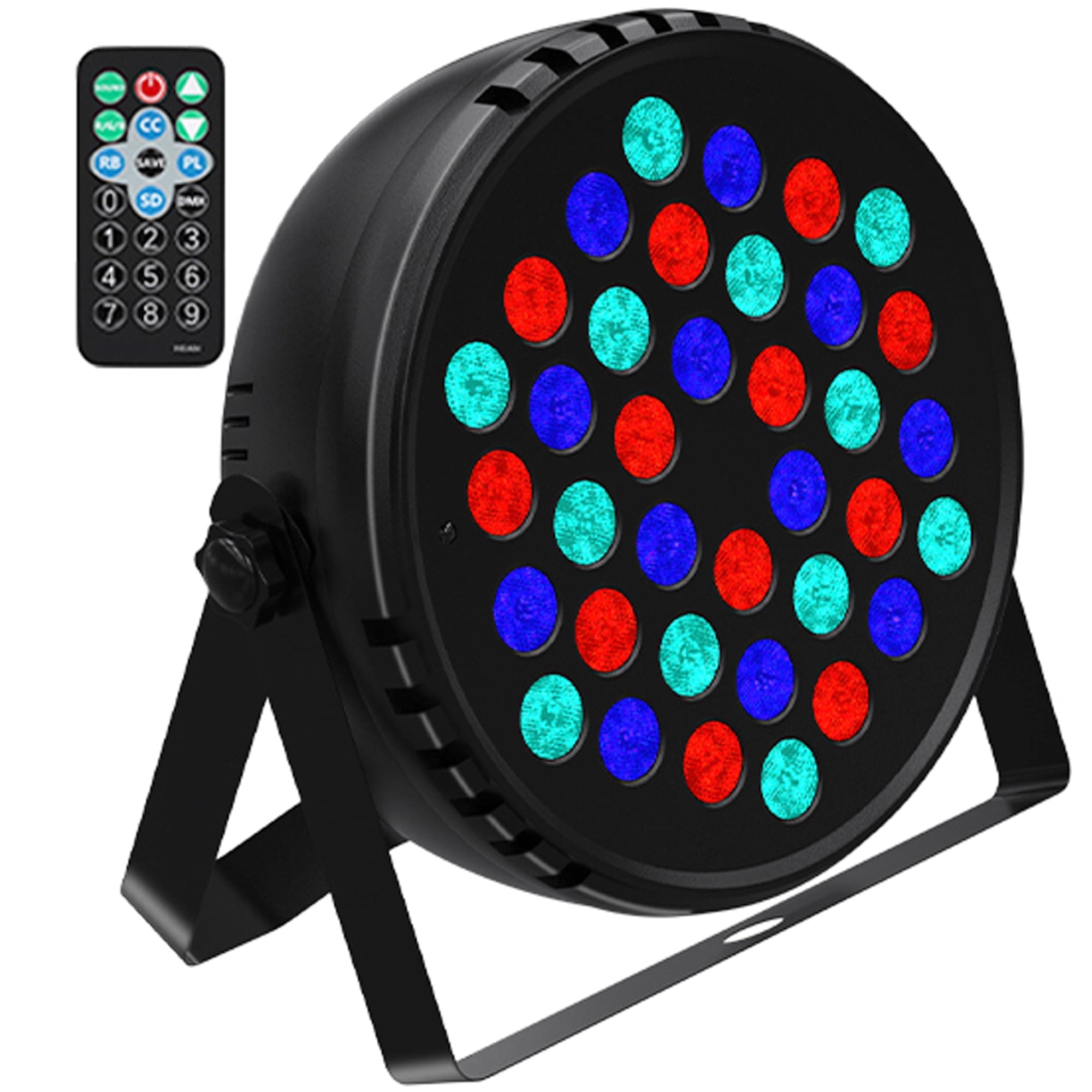 Fuwerk 36 LED Professional Par Stage DJ Up Lights RGB Mixed Effect with Remote Control Sound Activated for Party Club Wedding Church Christmas(1Packs)