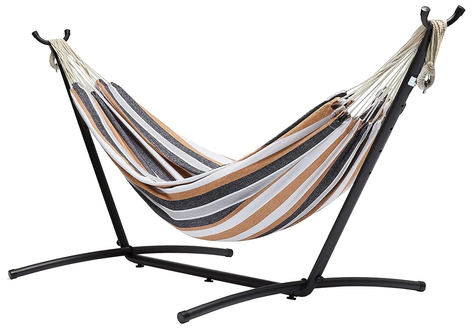 Amazon Basics Double Portable Hammock with Space Saving Steel Stand and Carrying Case, 2 Person, 470lb Capacity, Multi Color, 118" x 46" x 39"