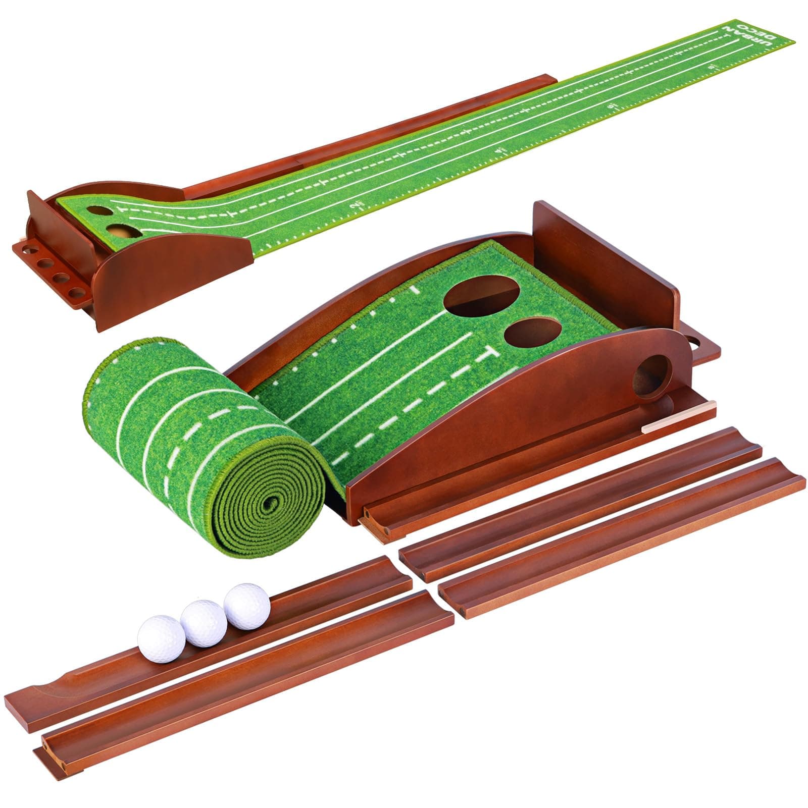 Urban Deco Putting Green Indoor, Golf Putting Mat Putting Matt with Auto Ball Return Training for Indoor and Outdoor Practice, Mini Golf Game for Home Office Backyard, Golfer Man Gift