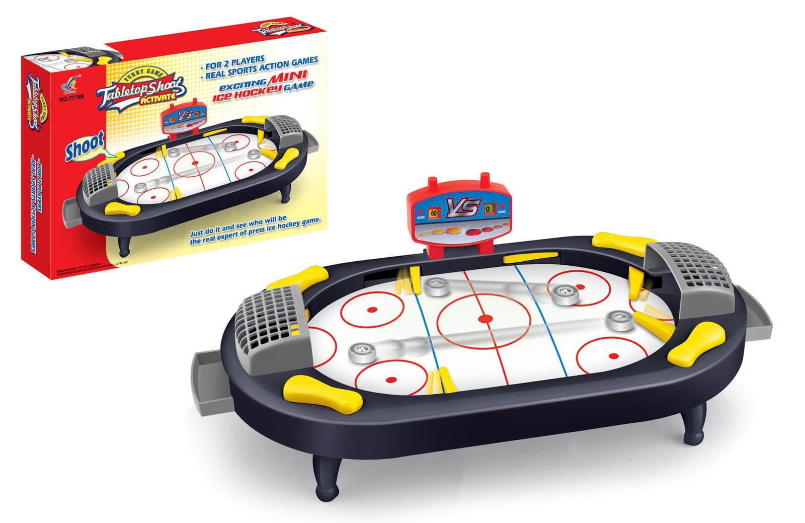 Rostrad ® ICE HOCKEY MINI TABLE TOP KIDS TOY GAME FUN SET DESKTOP LIGHTWEIGHT AND PORTABLE