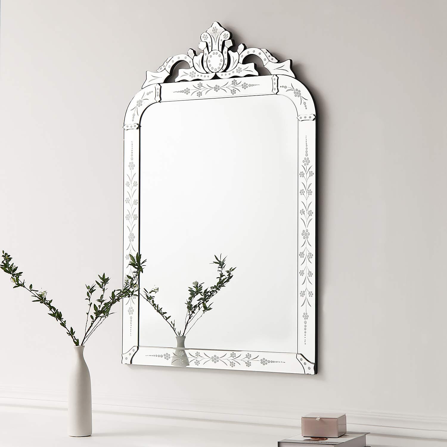 KOHROS Wall Mounted Squared Mirror, Venetian Mirror Decor for The Living Room, Bathroom, Bedroom (W 25" X H 39.5" Rectangle)