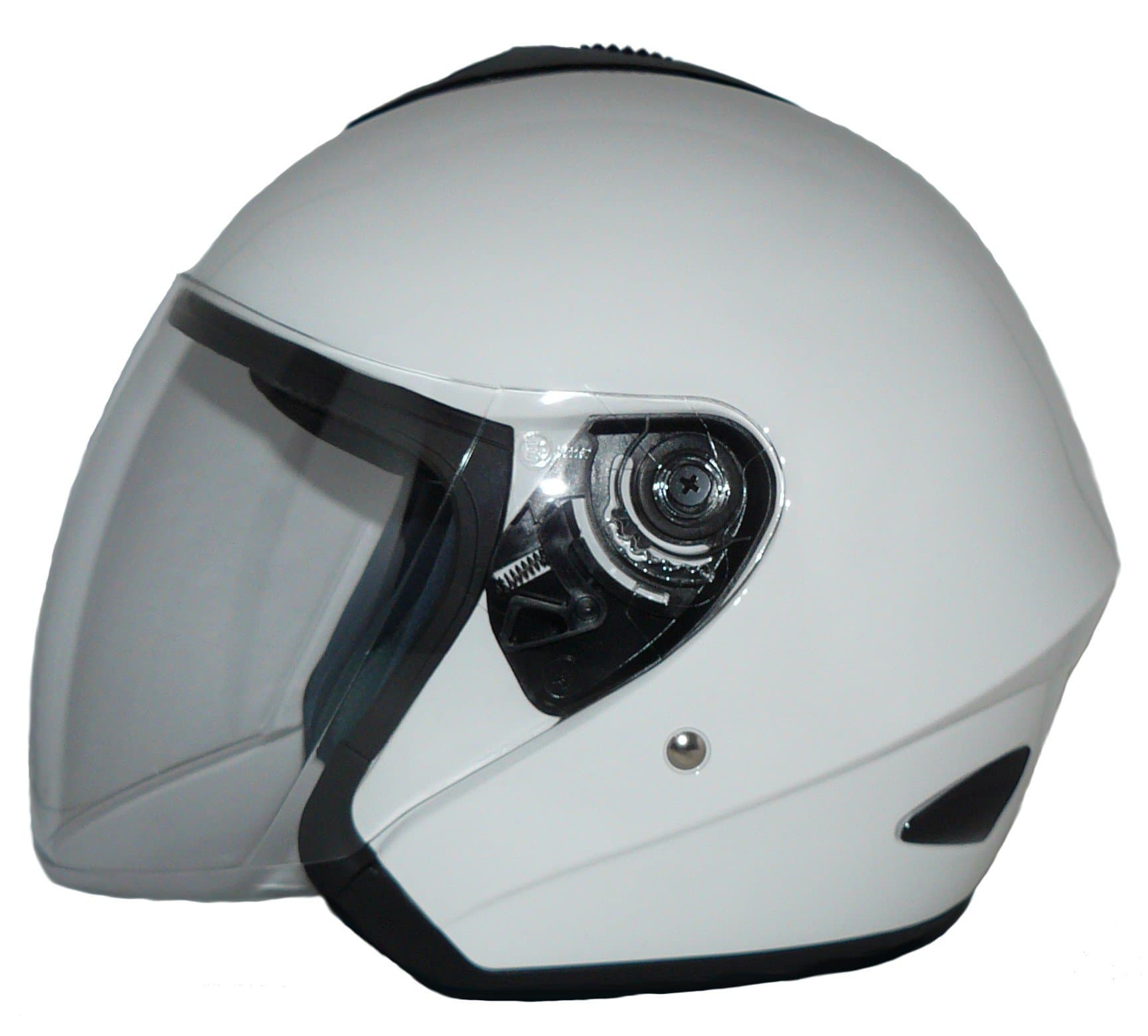 protectWEAR Open Face Helmet V510-WS Motorcycle Helmet with visor white gloss - L
