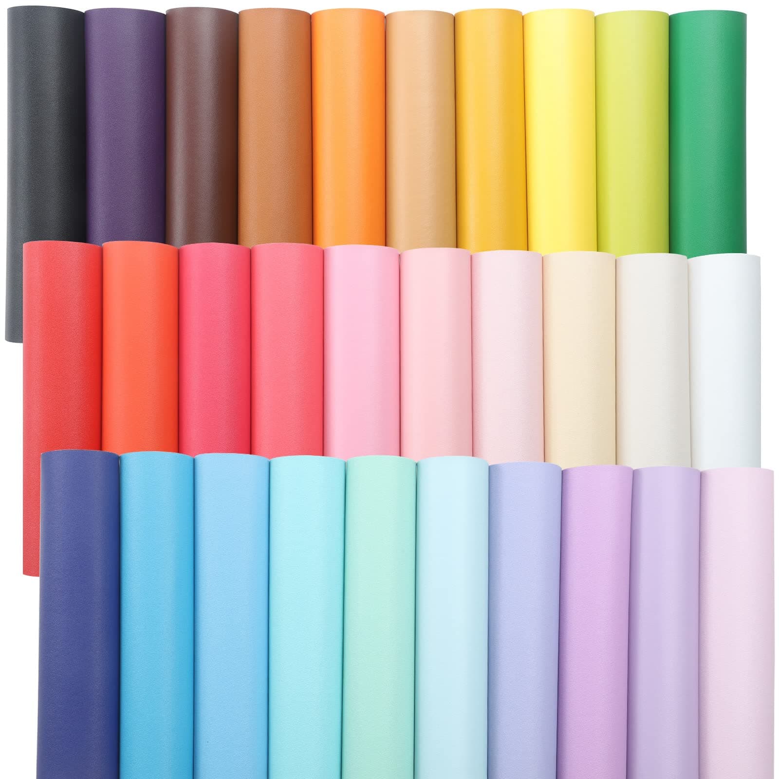 CDY Smooth Faux Leather Sheets : 30Pcs/Set 8.2" x 6"Pastel Colors Leather Fabric Sheets Suitable for Making Bows, Leather Earrings, Hair Accessories DIY Projects (Smooth 30Pcs)