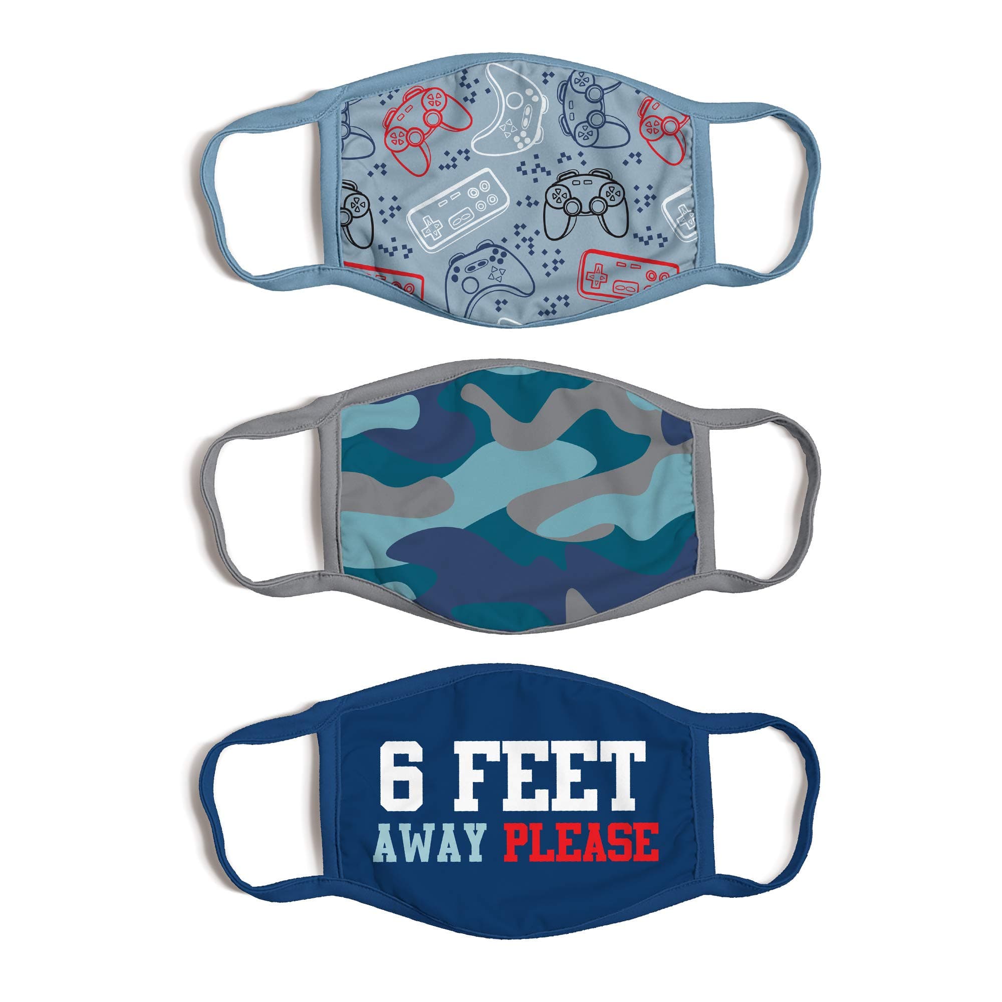 ABG Accessories Boys' 3-Pack Kid Fashionable Protection, Reusable Fabric Face Mask Age 3-7