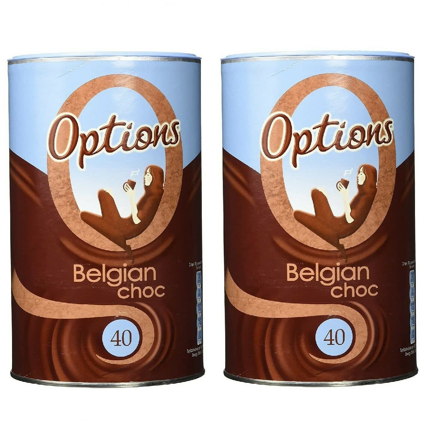 Option Belgian Choc-O-Lait Luxury Instant Hot Chocolate Drink with Sugar 2x825g