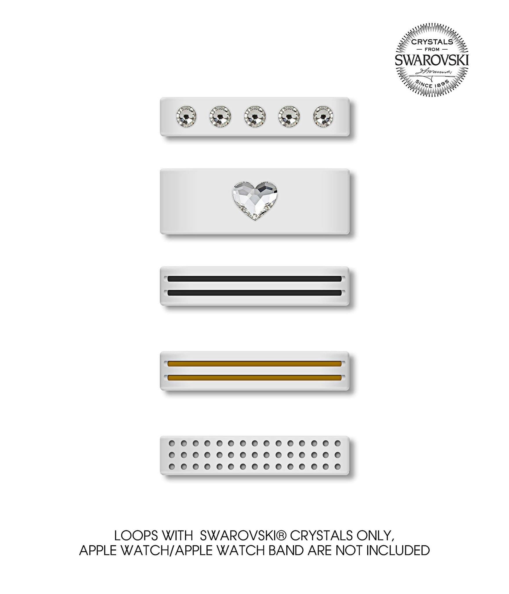 Sparkles Loops for 38mm Apple Watch 1 & 2! Bling My Thing iWatch Loop Set w/Swarovski Crystals - Mixed Designs, White | Easily Slide Them On and Off Watch Band