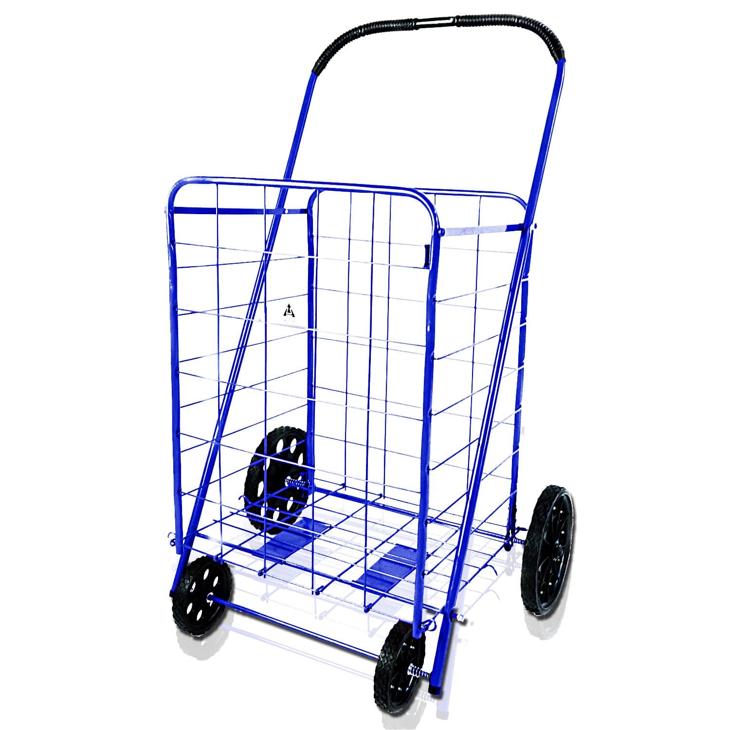 ATH Large Deluxe Rolling Utility / Shopping Cart - Stowable Folding Heavy Duty Cart with Rubber Wheels For Haul Laundry, Groceries, Toys, Sports Equipment, Blue