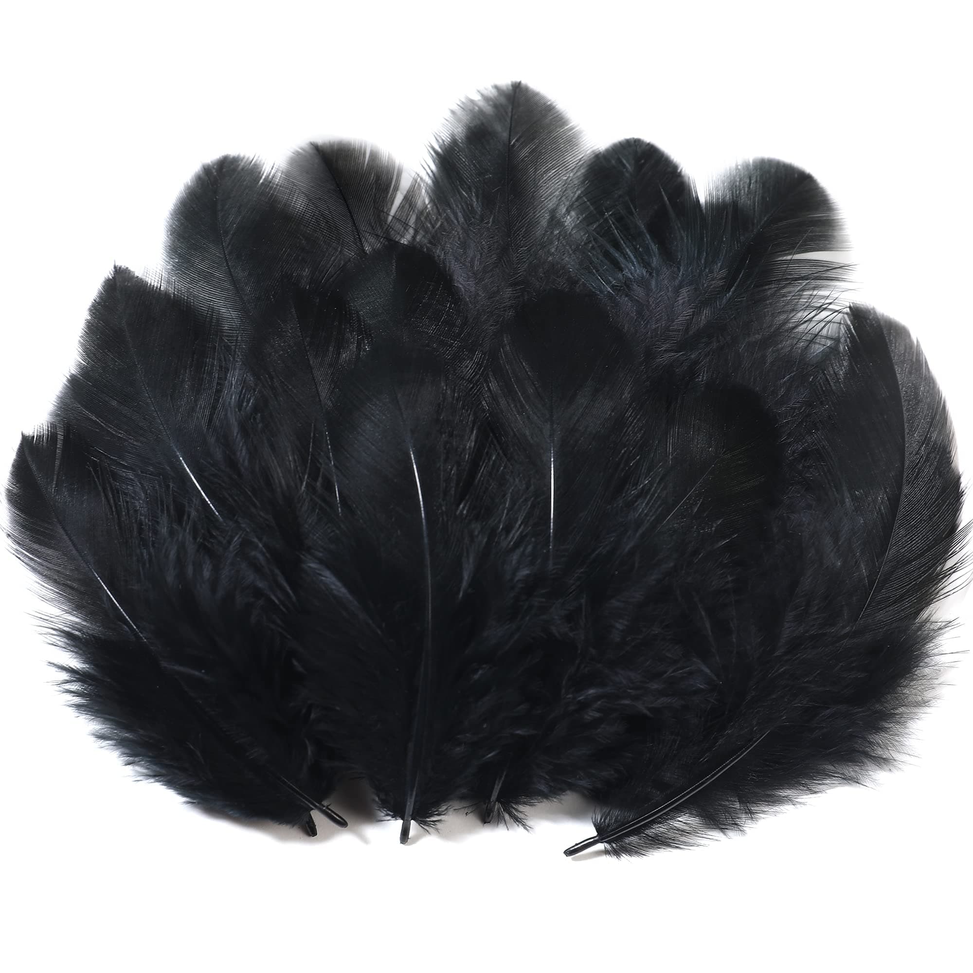 Soarer Black Craft Feathers Bulk - 300pcs 3-5inch Natural Feathers for Wedding Home,Dream Catcher Supplies,DIY Crafts and Halloween Holiday Party(Black)